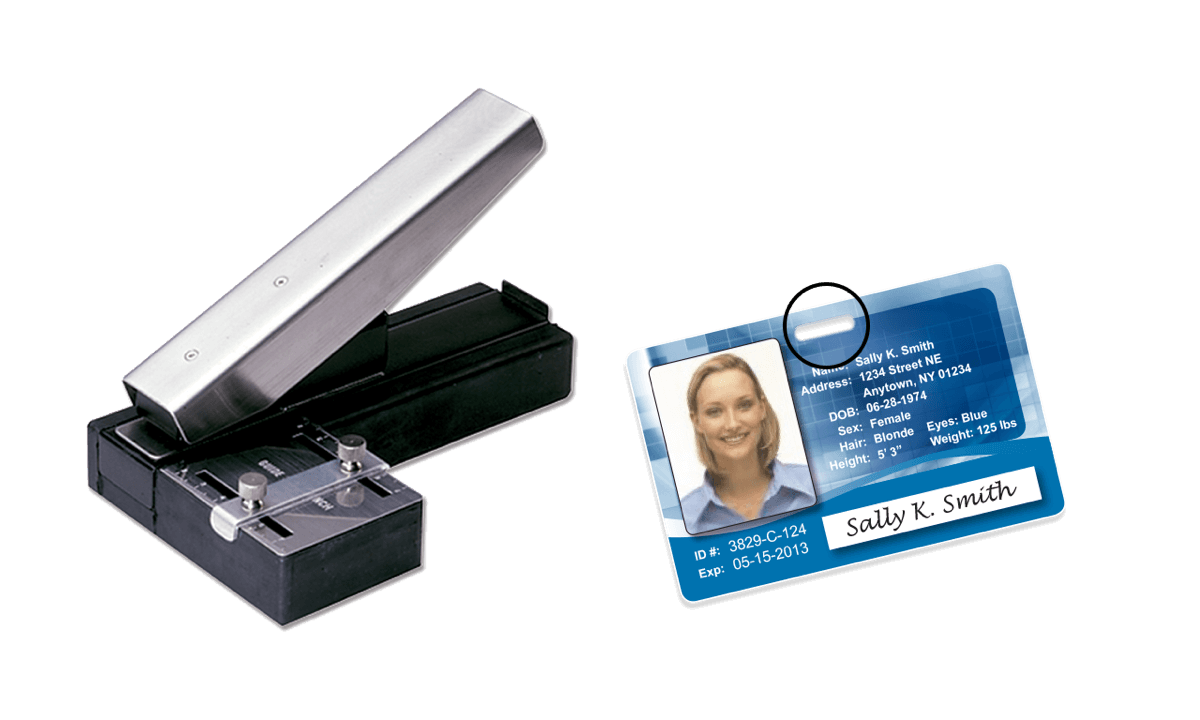 Desktop Slot Punch with Adjustable Guide and Receptacle