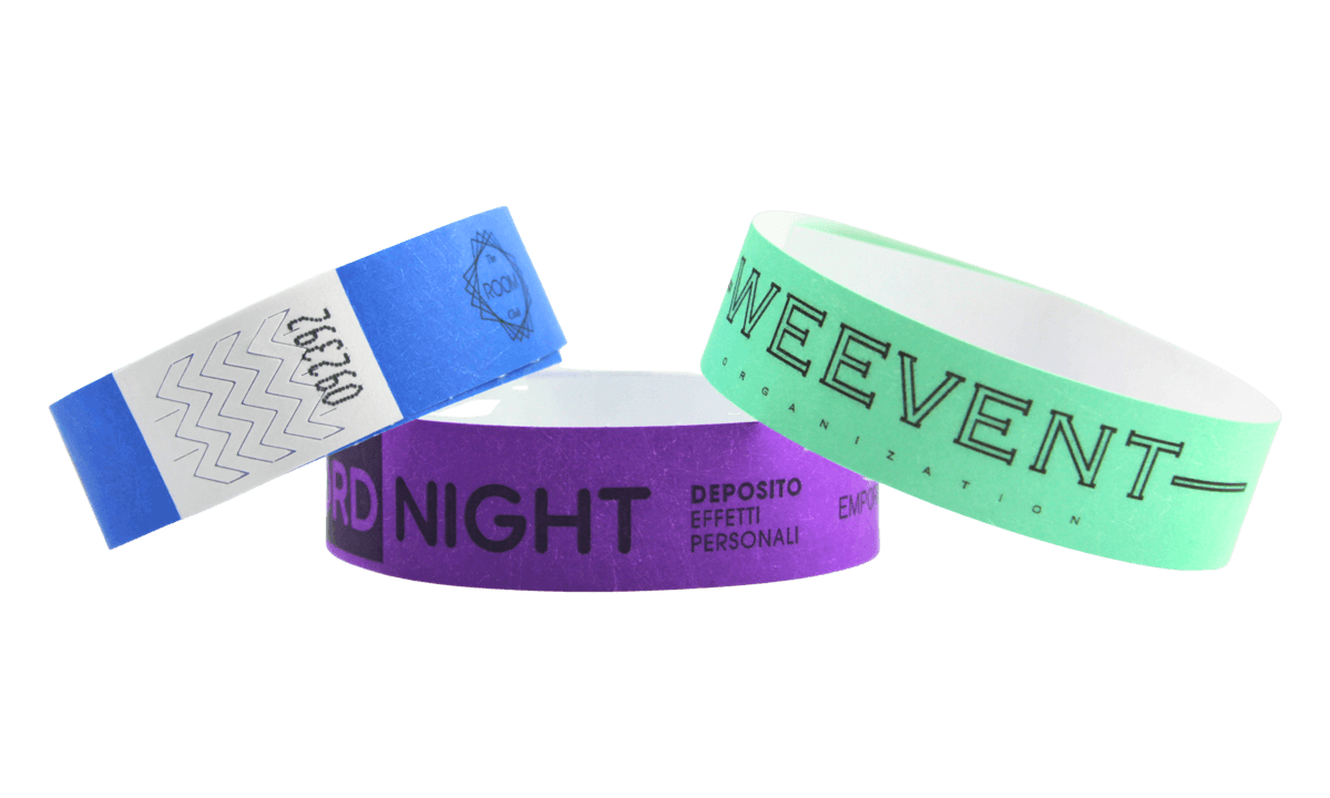 Short Stay Black Print Tyvek wristbands 19 mm