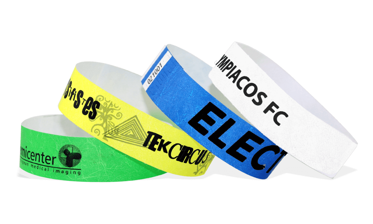Short Stay Black Print Tyvek wristbands 19 mm